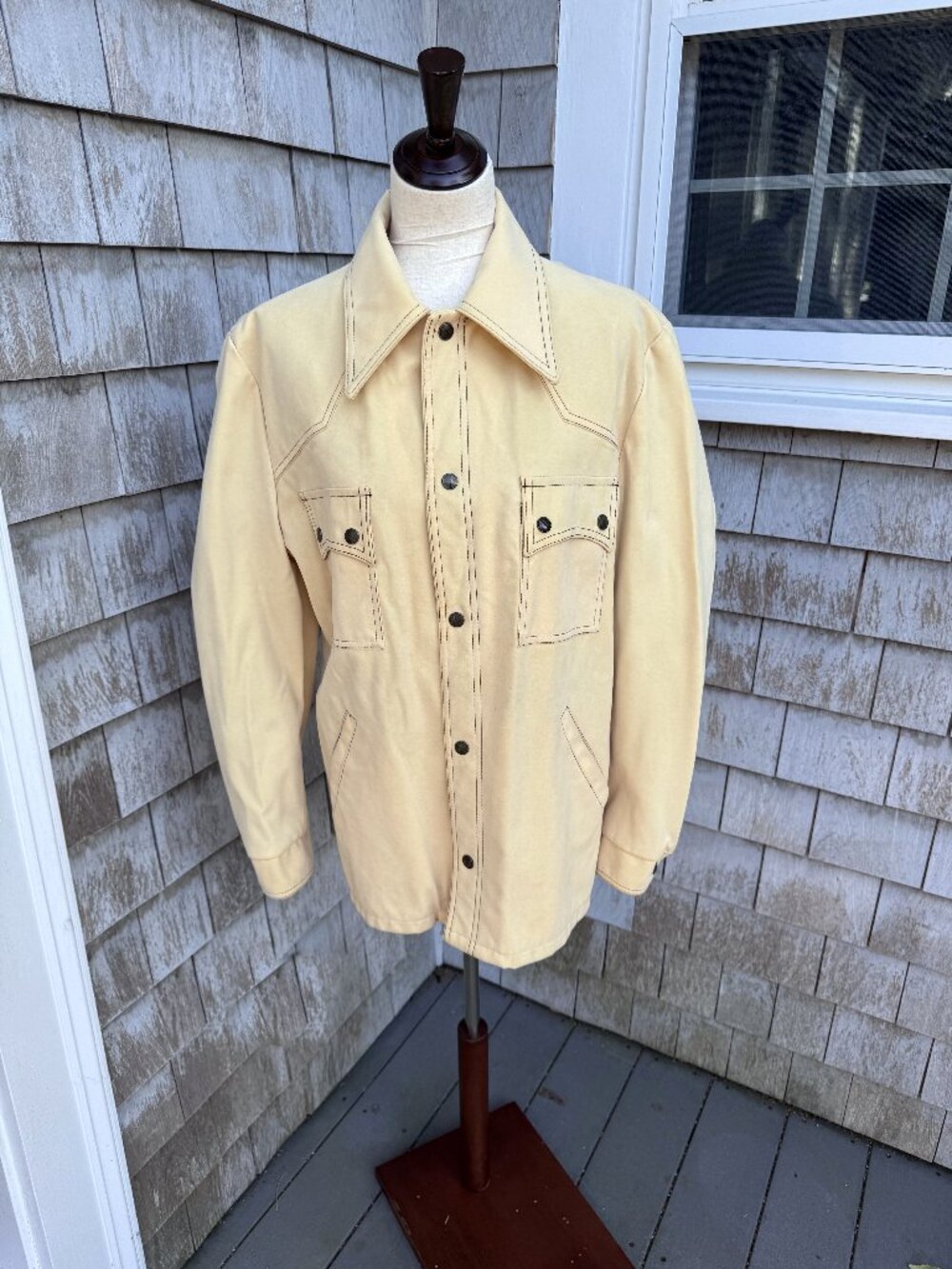 Vintage Silton California Cream Canvas Snap-Front Jacket — Size M